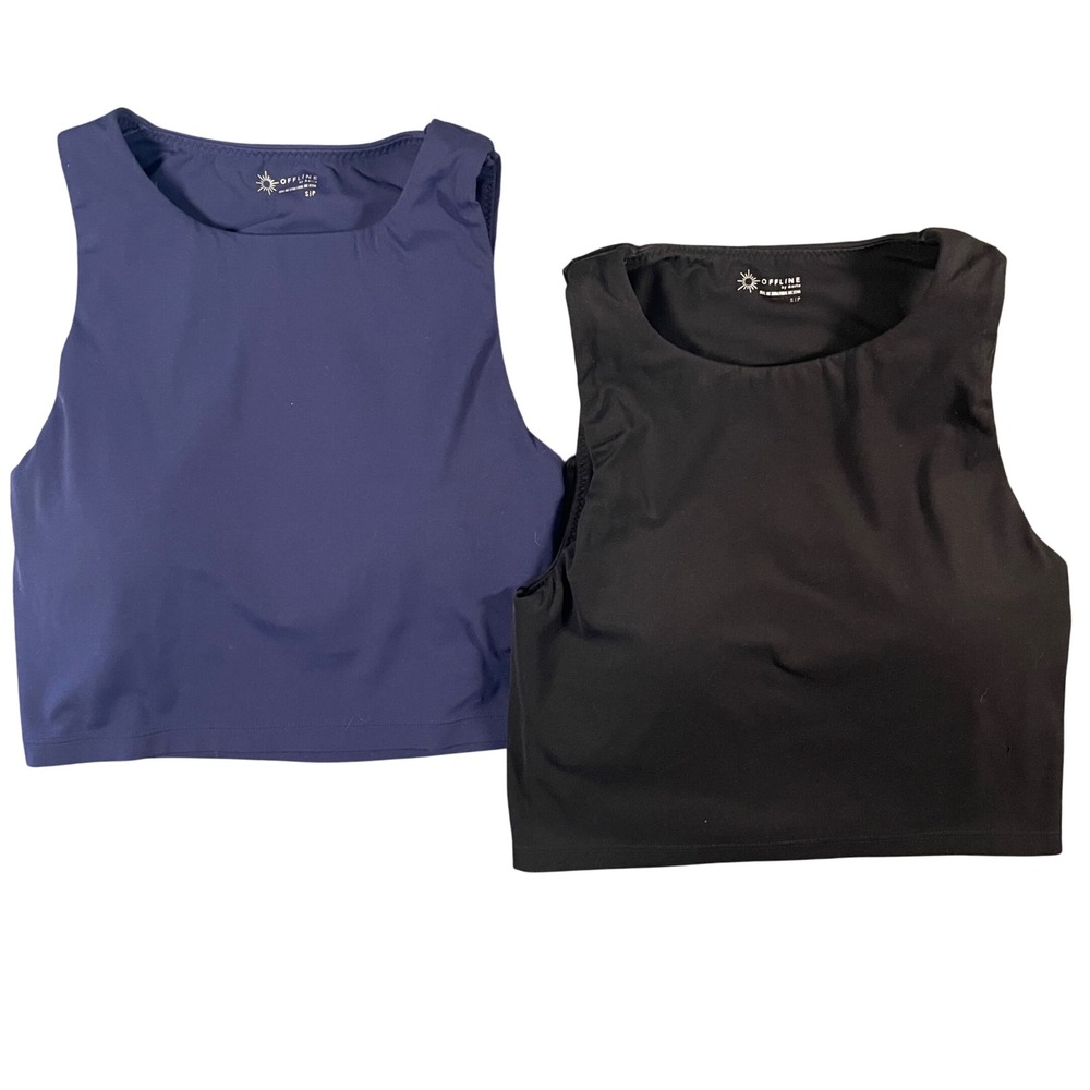OFFLINE by Aerie Real Me Xtra High Neck Sports Bra Lot of 2 Size Small Crop Top